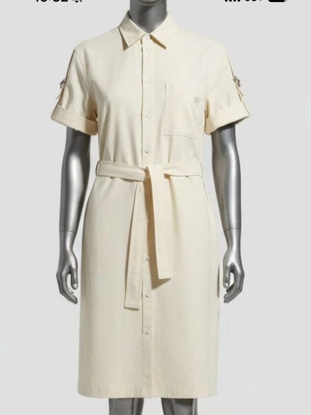 NWT Burberry Cream Midi Dress with Tie Belt​